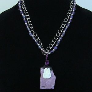 Amethyst and Moonstone Buddha Necklace